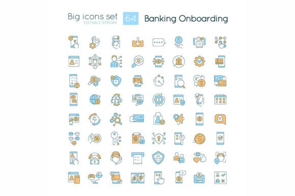 Banking Onboarding SVG Color Big Icons for Graphics and Icons