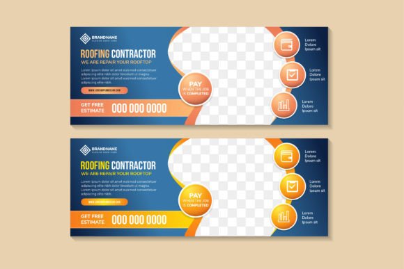 Banner Horizontal Roofing Contractor Graphics for Websites
