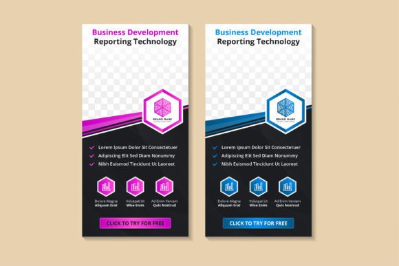 Business Development Vertical Banner for Print Templates and Graphics