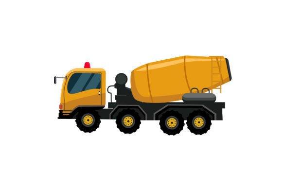 Concrete Mixing Truck Flat Design for Branding and Marketing
