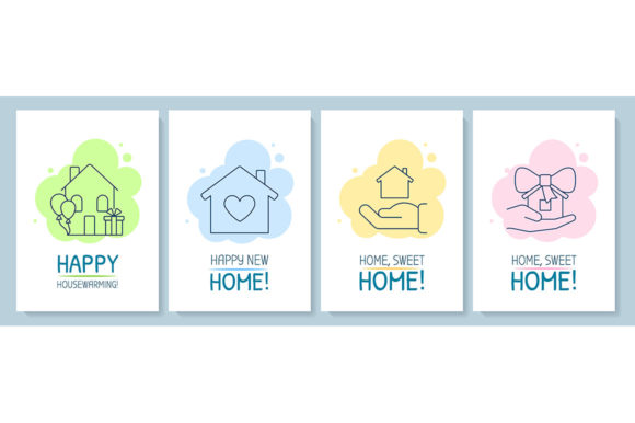 Congrats on Happy Housewarming Postcards - Graphic Templates for Crafting