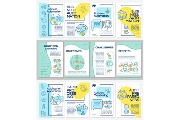 Digitized Banking Brochure Template Set for Graphic Templates