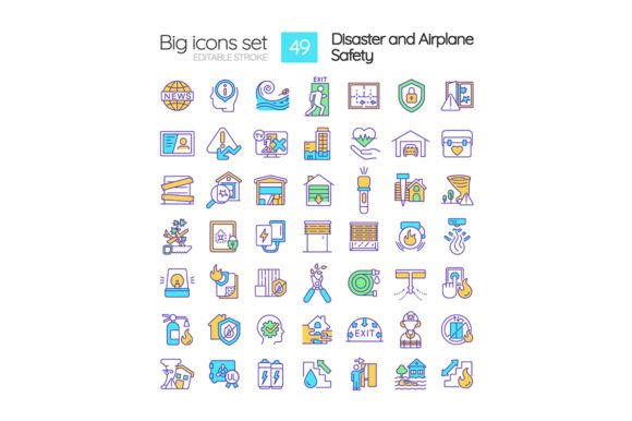 Disaster and Airplane Safety SVG Icons for Crafting