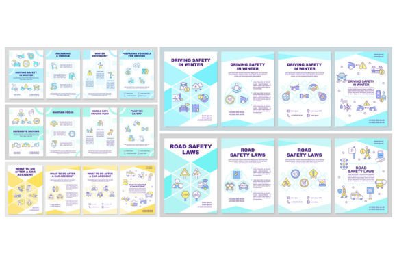 Driving Safety Brochure Template Set for Graphic Templates