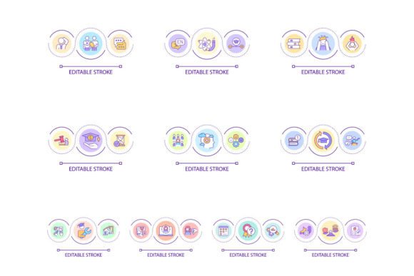 Education Problem Loop Icons for Embroidery Projects