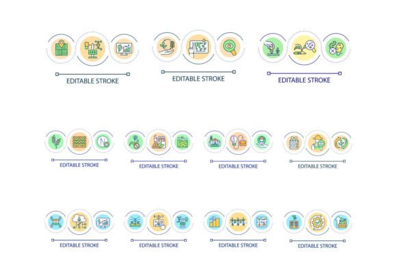 Farming Productivity Loop Concept Icons Graphics