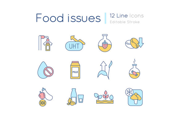 Food Issues RGB Color Icons Set for Graphics and Icons