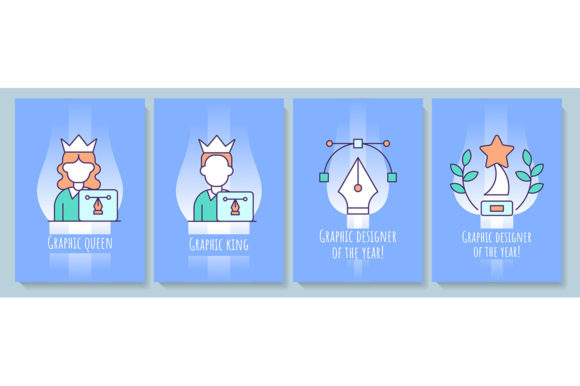 Graphic Designer Greeting Cards Set for Creative Projects