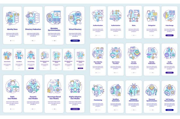 Identity Management Mobile App Screens - Graphic Templates for Digital Sellers