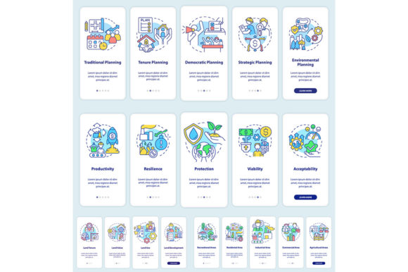 Land Management Mobile App Screen Set for Graphic Templates