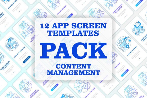 LCMS and CMS Features Mobile App Screens - Graphic Templates for Modern Web Design