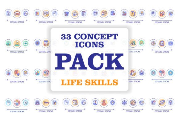 Life Skills SVG Loop Icons for Graphic Design Projects