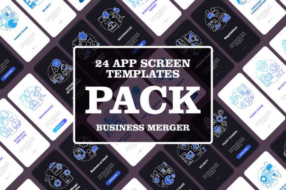 Merger Stages Mobile App Screen Bundle for Graphic Templates