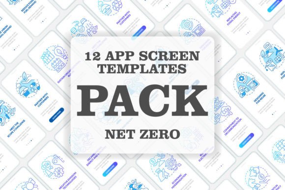 Net Zero Mobile App Screen Set Graphic Templates