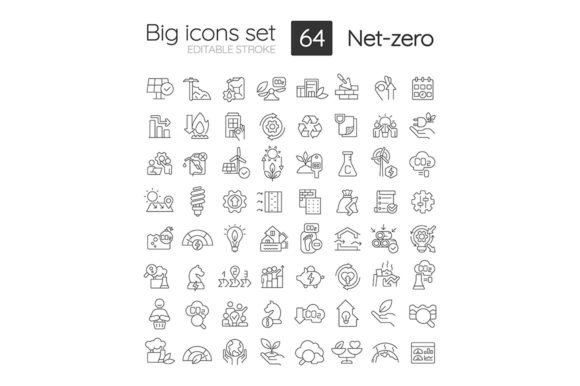 Net Zero Strategies SVG Linear Icon Set for Handmade Projects