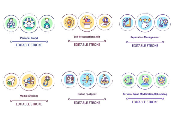 Personal Brand Concept Icon Set for Modern Web Design