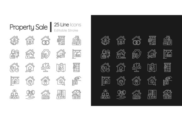 Property Sale Linear Icons Set for Modern Branding