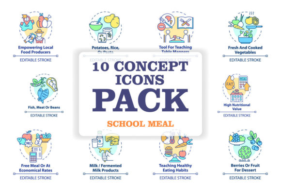 School Meal Concept Icons Bundle Review