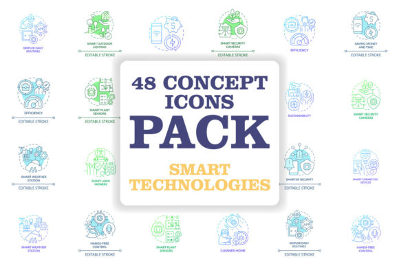 Smart Technologies Concept Icons Set for Graphics and Icons
