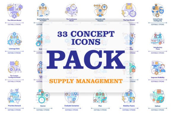 Supply Chain Management Concept Icons for Web and Editorial Design