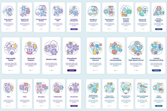 UCaaS Onboarding Mobile App Screen Set - Modern Graphic Templates