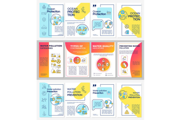 Water Pollution Brochure Template Set for Graphic Templates