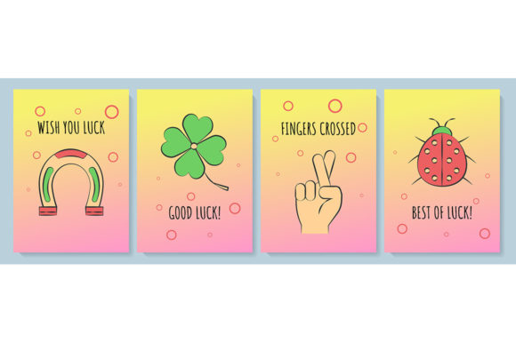Wishing Luck Greeting Card Set Graphic Templates